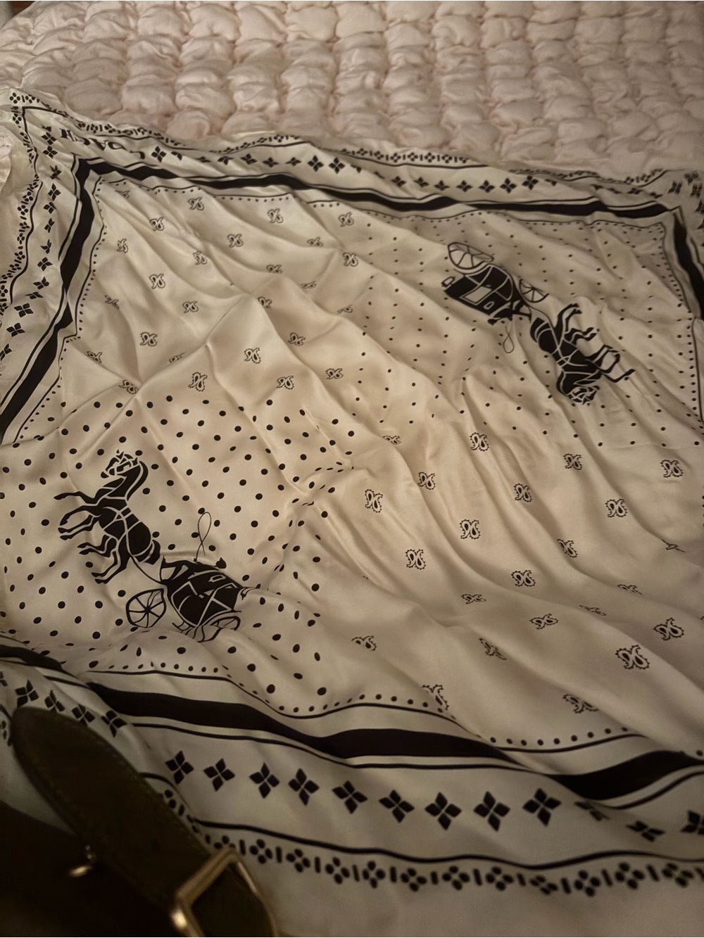 Coach Cream and Black Silk-Feel Horse & Carriage Scarf
